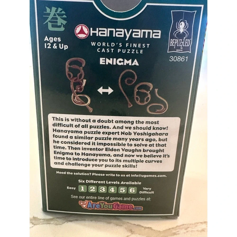 Hanayama Enigma Level 6 Cast Metal Brain Teaser Puzzle BePuzzled 30861